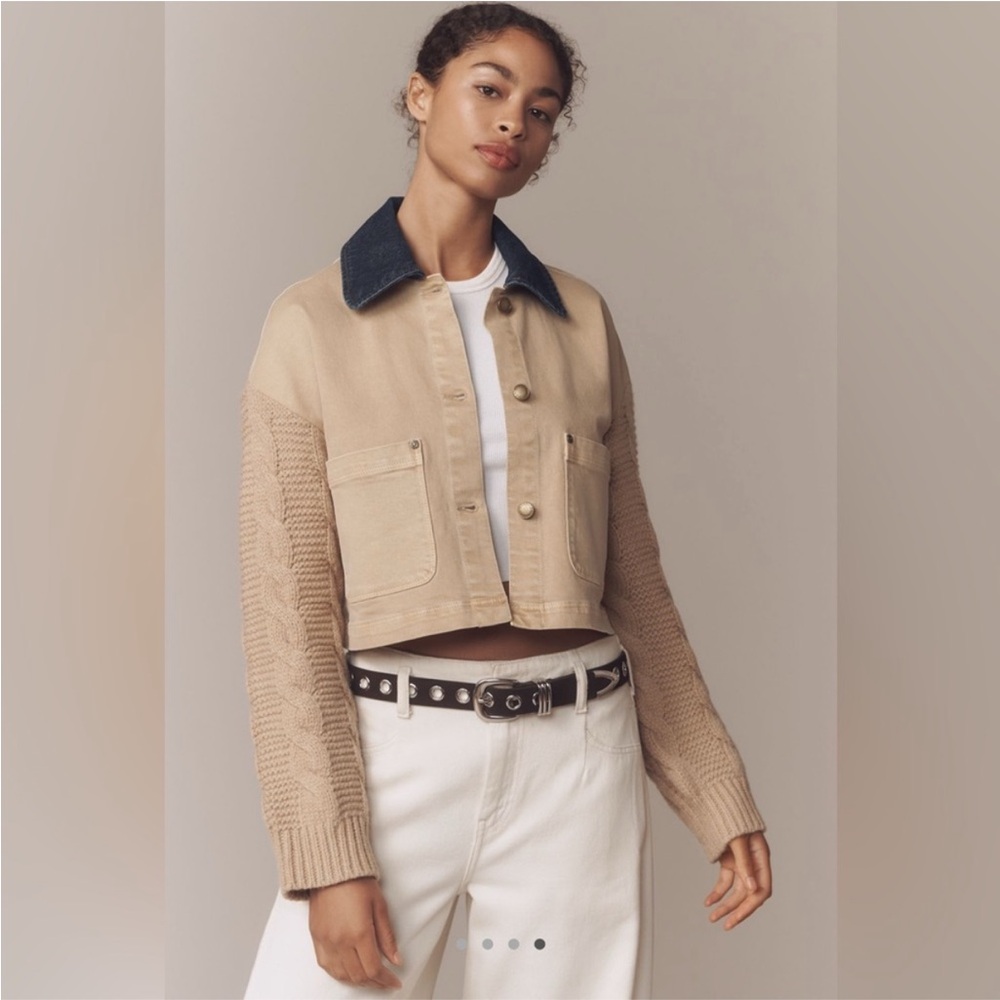 Avec les filles barb knit sleeve jacket